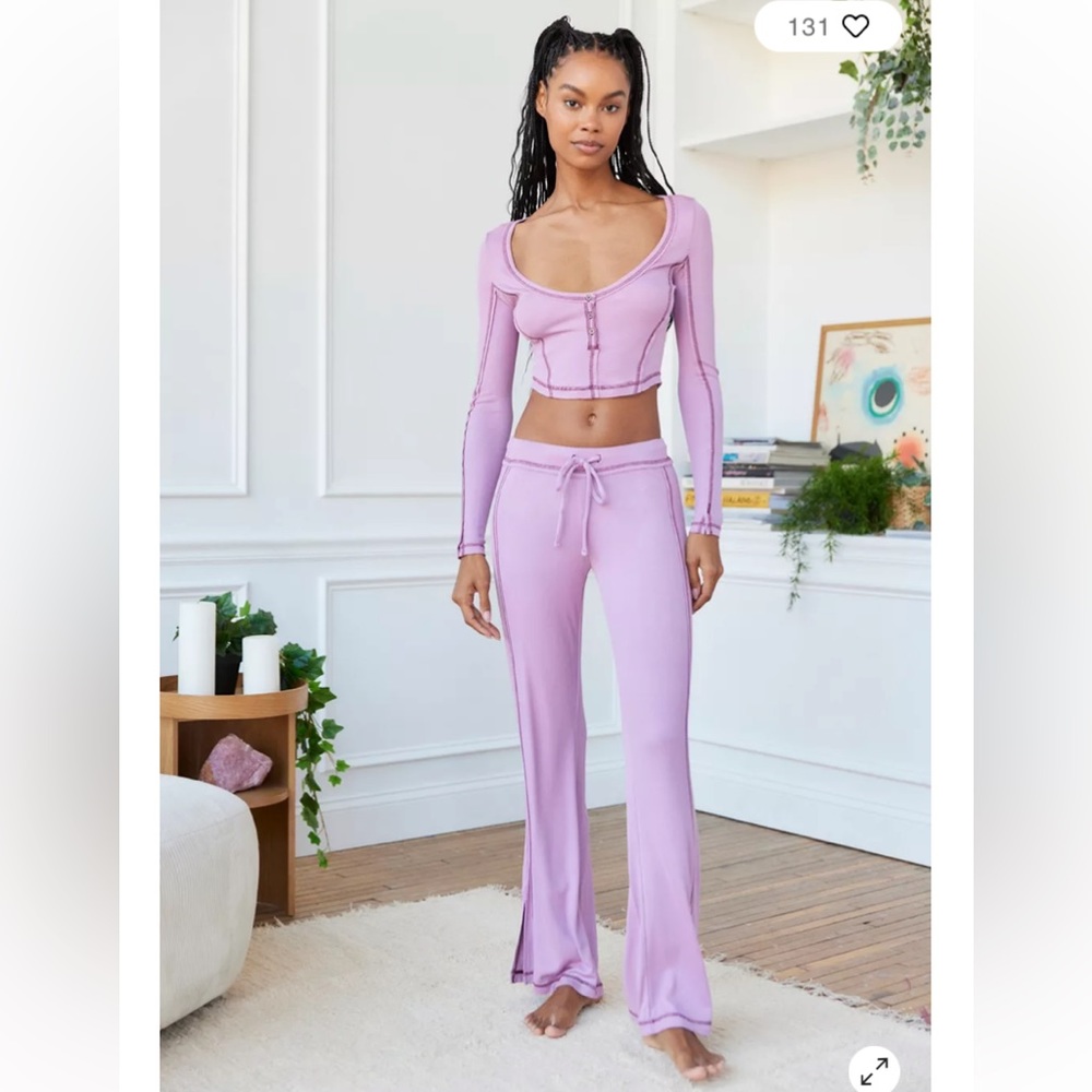 Urban Outfitters Out From Under Sweet Dreams Flare Lounge Ribbed Pants and top